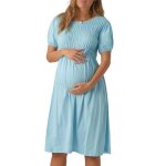 Robe de grossesse - mamalicious - pannie - bleu - col rond - manches 2 / 4