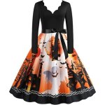 Robe halloween citrouille scènes cosplay fête costume - orange - femme Robe halloween citrouille scènes cosplay fête costume - orange - femme