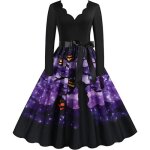 Robe halloween citrouille scènes cosplay fête costume - violet - femme Robe halloween citrouille scènes cosplay fête costume - violet - femme