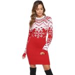 Robe hxoij long leeve col rond chunky tricot chritma pull pull tricots dre taille - 34