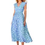 Robe impression à pois bleu femme cargo grande vêtements qw386 Robe impression à pois bleu femme cargo grande vêtements qw386