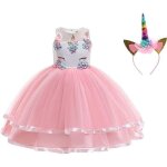 Robe licorne enfant de princesse robes fille robe de princesse avec licorne unicorn party - rose Robe licorne enfant de princesse robes fille robe de princesse avec licorne unicorn party - rose