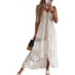 Robe longue blanche en dentelle - chic et Élégante - grande taille - Été bretelle col v Robe longue blanche en dentelle - chic et Élégante - grande taille - Été bretelle col v