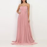 Robe longue bustier � col drap� � bretelles amovibles. dot�e de coques de maintient et dun zip au dos. ...