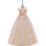 Robes longue de cérémonie princesse fille en dentelle sans manches robe brodée de soirée mariage 4 - ... Robes longue de cérémonie princesse fille en dentelle sans manches robe brodée de soirée mariage 4 - ...