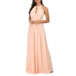 Robe longue � col drap� ajour� en v avec dos nu. dot�e dune fermeture zipp�e et dune doublure satin�e. ...