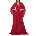 La modeuse - robes - robe longue drape  manches volantes et asymtriques. prsence de coques de maintien ...