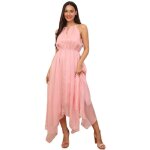 Robe longue �vas�e - non sp�cifi� - vieux rose - col am�ricain - �lastique � la taille - doublure