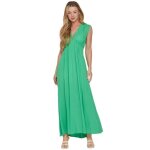 Robe longue femme - vila - vert island - encolure en v - sans manches - coupe r�guli�re