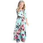 Robe longue fille impression robe lgrepour fille 2 - 10 ans - vert
