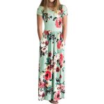 Robe longue fille manches courte t imprim fleur robe enfant fille 2 - 10 ans - vert
