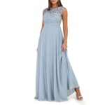 Robe longue  dentelle sur le haut avec dos fronc et lastiqu. coupe fluide et vase avec doublure ...