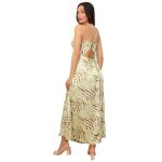 Robe longue - non spcifi - motif zbr - satine - lastique au dos - fines bretelles croises
