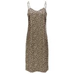 Robe longue only marron - femme - beige - 100% polyester - coupe droite - manches  bretelles - col v ...