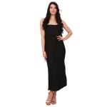 Robe longue pliss� � col volants. dot�e de fines bretelles r�glables. pour femme - robes - la modeuse ...
