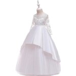 Robe longue princesse fille de soir�e en tulle manches longues - marque - couleur unie