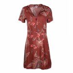 Robe manches courtes col v � fleurs marron femme best mountain
