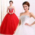 La robe de marie coren de queue rouge top sans manches en dentelle de tutu