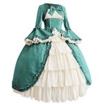 Robe mhm3u robe m�di�vale robe � manches longues vintage avec manches �vas�es col carr� bowknot volant� ...