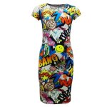 Robe mi - longue imprim�e comic livre pour enfants filles - 7 - 13 ans
