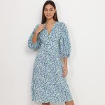 Robe mi - longue fleurie et cintr�e � la taille. pour femme - robes - la modeuse