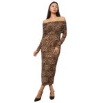 Robe moulante � col bardot et orn�e de strass. mod�le en mesh avec doublure. pour femme - robes - la ...