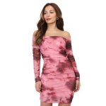 Robe moulante en tulle � col bardot. pour femme - robes - la modeuse