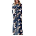 Robe mzy28 longue � manches longues et imprim� floral avec poches taille - 42