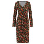 Robe noël femme col v slim fit manches longues robe imprime mi - longue elegant fête taille standard ... Robe noël femme col v slim fit manches longues robe imprime mi - longue elegant fête taille standard ...