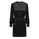 Robe manches longues cocktail noire satin�e femme only