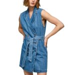 Robe pepe jeans carmen bleu pour femme