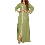 Robe de plage Élégant à manches longues caftan grande taille vintage col en v - vert Robe de plage Élégant à manches longues caftan grande taille vintage col en v - vert