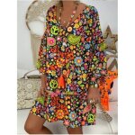 Robe polka dot col v lâche manches 3 - 4 imprimé mi - longue robe décontracté manche courte robes ete ... Robe polka dot col v lâche manches 3 - 4 imprimé mi - longue robe décontracté manche courte robes ete ...