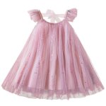 Robe de princesse � bretelles � volants pour filles tutu pour enfants f�te danniversair rose