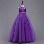 Robe princesse crmonie fille en dentelle sans manches robe longue tullle pour pour soire bal mariage ...