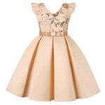 Robe princesse cérémonie fille paillettes - marque - sans manches - ceinture noeud papillon Robe princesse cérémonie fille paillettes - marque - sans manches - ceinture noeud papillon