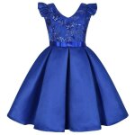Robe princesse crmonie fille paillettes sans manches robe de mariage avec ceinture noeud papillon - ...