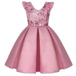 Robe princesse crmonie fille paillettes sans manches robe de mariage avec ceinture noeud papillon - ...
