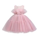 Robe de princesse �l�gante de mariage en tulle pour filles tutu duveteux rose