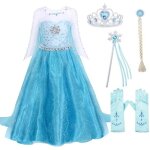 Robe princesse elsa look - jurebecia - costume fille - bleu - paillettes - cape flocons de neige Robe princesse elsa look - jurebecia - costume fille - bleu - paillettes - cape flocons de neige
