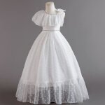 Robe de princesse fille  bretelles mariage crmonie casual confortable - blanc