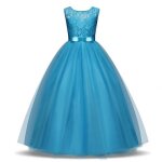 Robe princesse fille crmonie en dentelle robe longue broderie de soire de mariage tulle sans manches ...