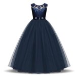 Robe princesse fille crmonie en dentelle robe longue broderie de soire de mariage tulle sans manches ...