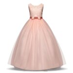 Robe princesse fille crmonie en dentelle robe longue broderie de soire de mariage tulle sans manches ...