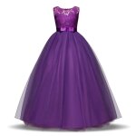 Robe princesse fille crmonie en dentelle robe longue broderie de soire de mariage tulle sans manches ...