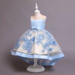 Robe de princesse fille c�r�monie - elegant tulle soir�e mariage - bleu clair - enfant