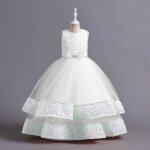 Robe princesse fille de crmonie paillettes sans manches robe de mariage avec ceinture noeud papillon ...