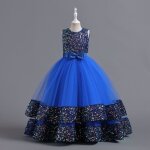 Robe princesse fille de crmonie paillettes sans manches robe de mariage avec ceinture noeud papillon ...