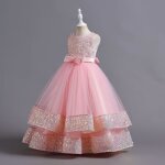 Robe princesse fille de crmonie paillettes sans manches robe de mariage avec ceinture noeud papillon ...