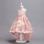 Robe de princesse fille c�r�monie sans manches robe mi - longue elegant tulle soir�e bal mariage - rose ...